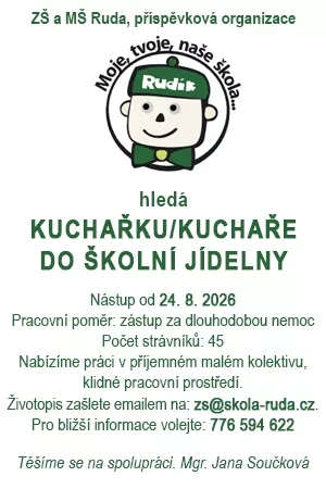 ZŠ a MŠ Ruda přijme kuchařku/kuchaře do školní jídelny
