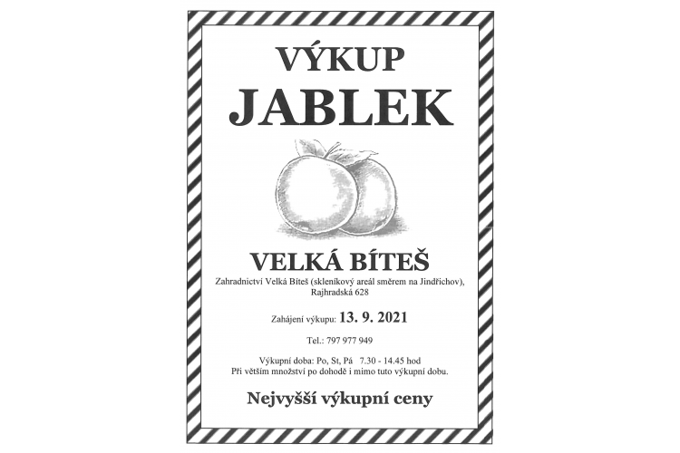 Výkup jablek - Velká Bíteš