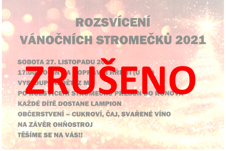 ROZSVÍCENÍ VÁNOČNÍCH STROMEČKŮ 2021 - ZRUŠENO