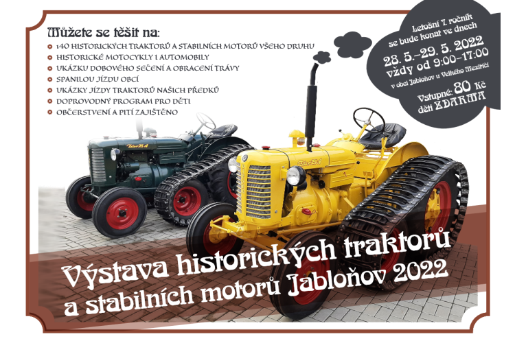 Výstava historických traktorů a stabilních motorů Jabloňov 2022
