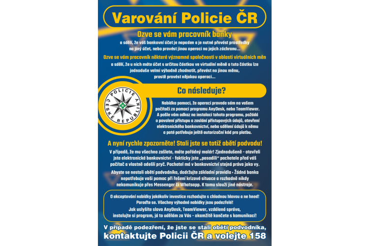 Varování Policie ČR před podvody