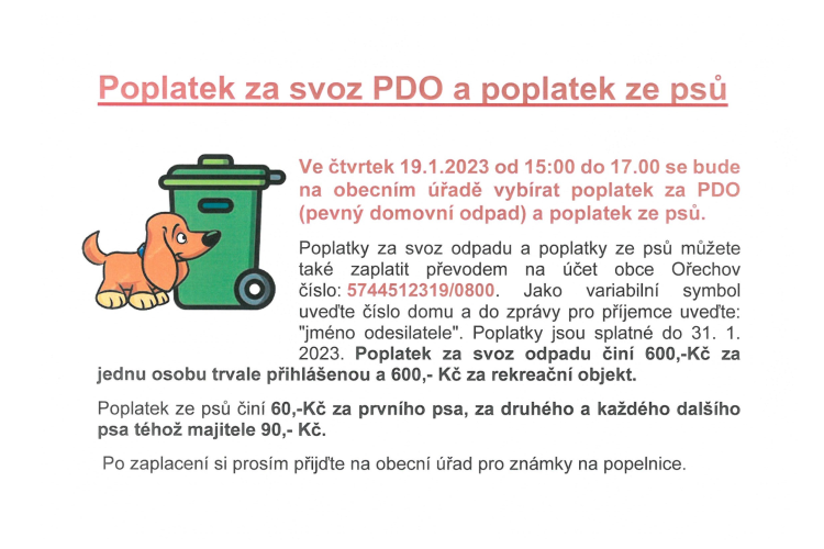 Poplatek za PDO a poplatek ze psů