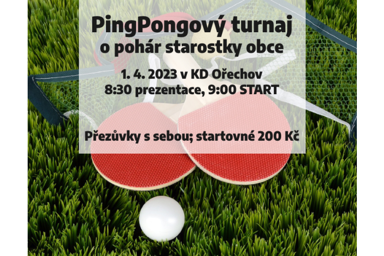 PINGPONGOVÝ TURNAJ O POHÁR STAROSTKY OBCE - 1.4.2023