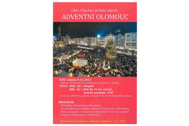 Adventní Olomouc - zájezd 9.12.2023