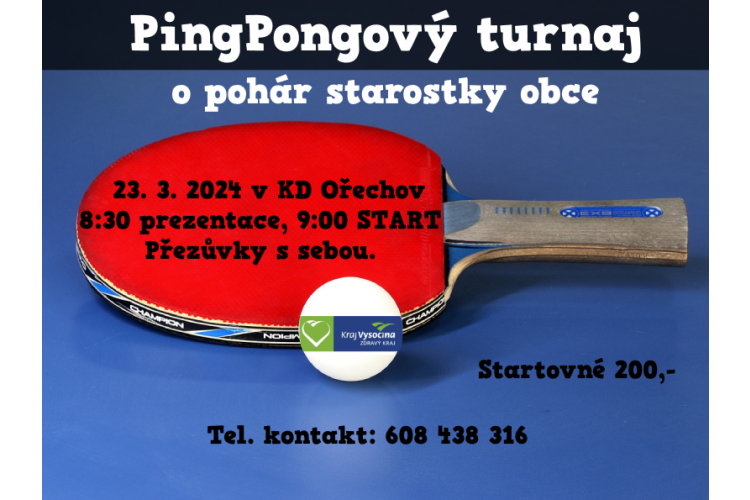 PINGPONGOVÝ TURNAJ O POHÁR STAROSTKY OBCE - 23.3.2024